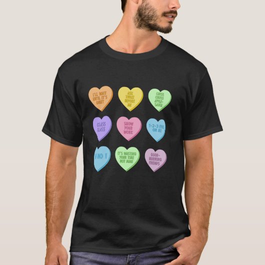 Leraar Valentijnsdag Funny Conversation Hearts S T-shirt (Voorkant)
