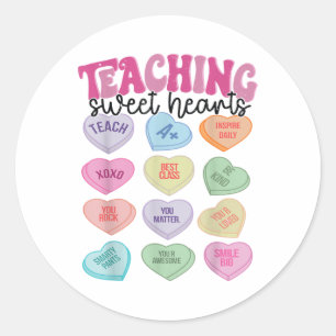 Leraar Valentijnsdag Retro Teaching Sweethearts C Ronde Sticker