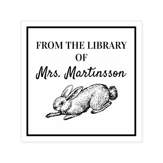 Leraar Van De Bibliotheek Konijn Zelfinktende Stempel (Design)