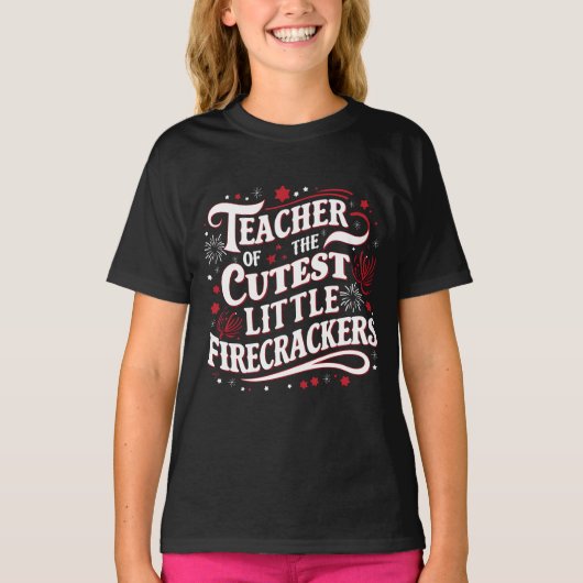 Leraar van de Schattigee Kleine Firecrackers 4e va T-shirt (Voorkant)