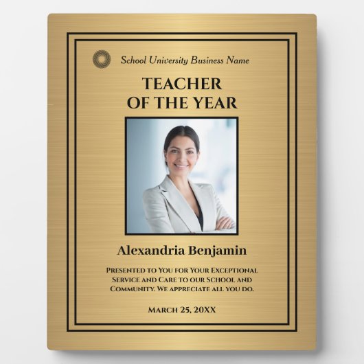 Leraar van het jaar Foto Gold Award - Persoonlijk Fotoplaat (Voorkant)