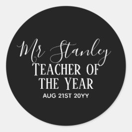 Leraar van het Jaar Gepersonaliseerde Moderne Teks Ronde Sticker