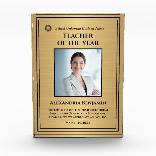 Leraar van het jaar Gold Award - Logo personaliser Fotoblokken (Voorkant)