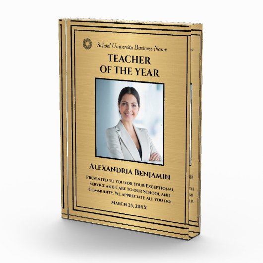 Leraar van het jaar Gold Award - Logo personaliser Fotoblokken (Rechts)