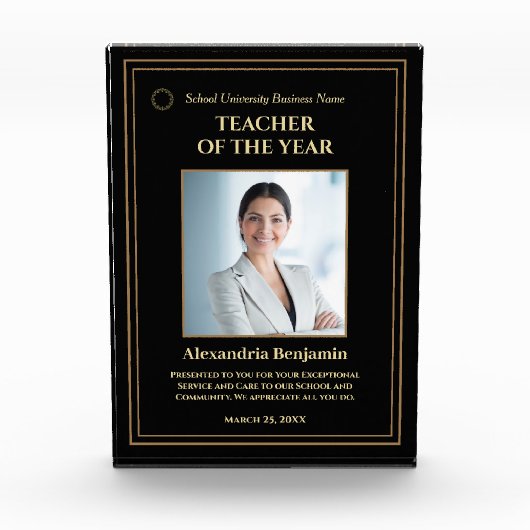 Leraar van het jaar Gold Award - Logo personaliser Fotoblokken (Voorkant)