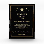 Leraar van het jaar Gold Stars Logo personalize Fotoblokken (Voorkant)
