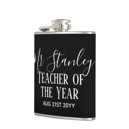 Leraar van het Jaar Persoonlijk Moderne Tekst Cade Heupfles (Links)