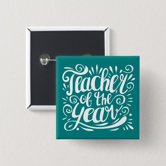 Leraar van het Jaar Vierkante Button 5,1 Cm (Voorkant /achterkant)