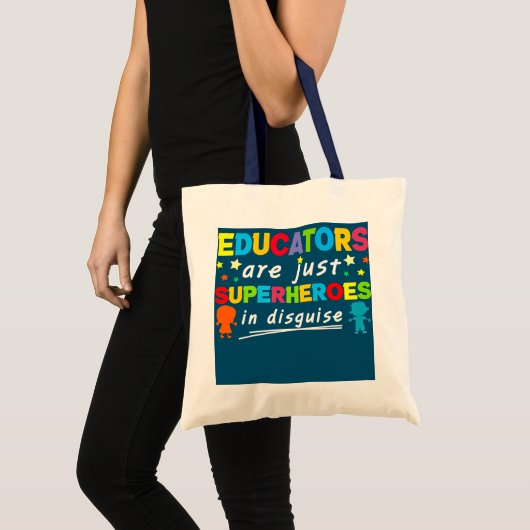 Leraar van het onderwijs is slechts superhelden in tote bag (Voorkant (product))