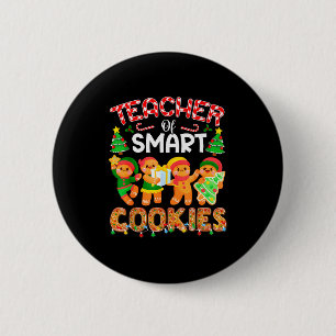 Leraar van slimme koekjes Kerst Cute Gingerbrea Ronde Button 5,7 Cm