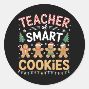 Leraar van slimme koekjes kerst gingerbread ronde sticker