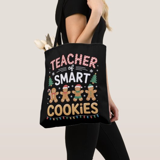 Leraar van slimme koekjes kerst gingerbread tote bag (Dichtbij)