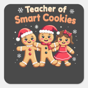 Leraar van Slimme Koekjes Leert Kerst Ginger Vierkante Sticker