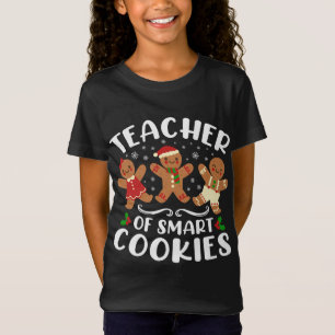 Leraar van Smart Cookies Christmas Gingerbread Cut T-shirt