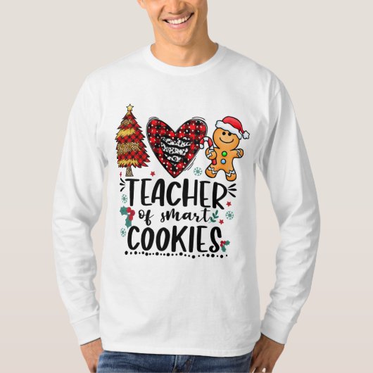 Leraar van Smart Cookies Funny Kerstbuffalo P T-shirt (Voorkant)