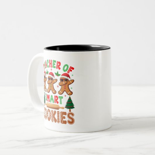 Leraar van Smart Cookies Kerstmis Tweekleurige Koffiemok (Voorkant links)