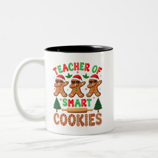 Leraar van Smart Cookies Kerstmis Tweekleurige Koffiemok (Links)