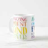 LERAAR vet kleurrijke regenboog positief woord sta Koffiemok (Voorkant links)