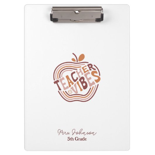 Leraar Vibes Boho Apple Appreciation Gift Klembord (Voorkant)
