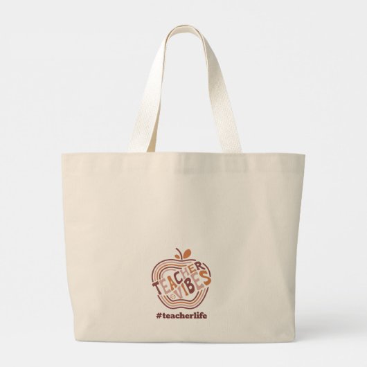 Leraar Vibes Boho Apple Dank je cadeau Grote Tote Bag (Achterkant)