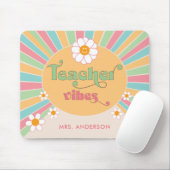 Leraar Vibes Kleurrijke 70s Retro Sun Muismat (Met muis)