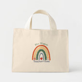 Leraar Vibes Rainbow Pencil Custom Mini Tote Bag (Voorkant)