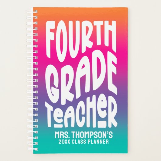 Leraar Vierde Klas Kleurrijke Ombre Planner (Voorkant)