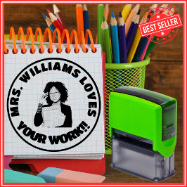 Leraar vindt je werk leuk Aangepaste gezichtsfoto Zelfinktende Stempel