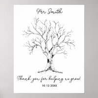 Leraar vingerafdrukken met hand getekende boom: "H