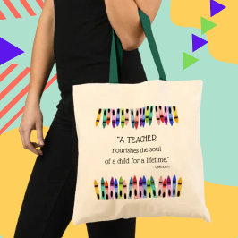 Leraar voedt de ziel van het kind voor zijn leven tote bag