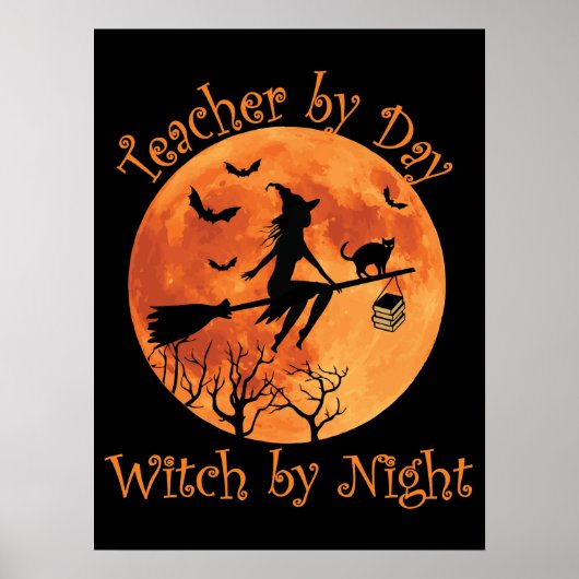 Leraar voor dag-heks van Night Funny Halloween Poster (Voorkant)