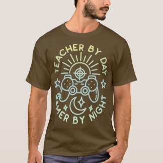 Leraar voor dagengamer bij nachtelijk vervormd ont t-shirt
