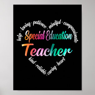 Leraar voor speciaal onderwijs Hart Word Cloud Poster