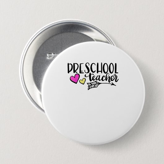 Leraar voorschool TShirt Ronde Button 7,6 Cm (Voorkant /achterkant)