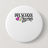Leraar voorschool TShirt Ronde Button 7,6 Cm (Voorkant)
