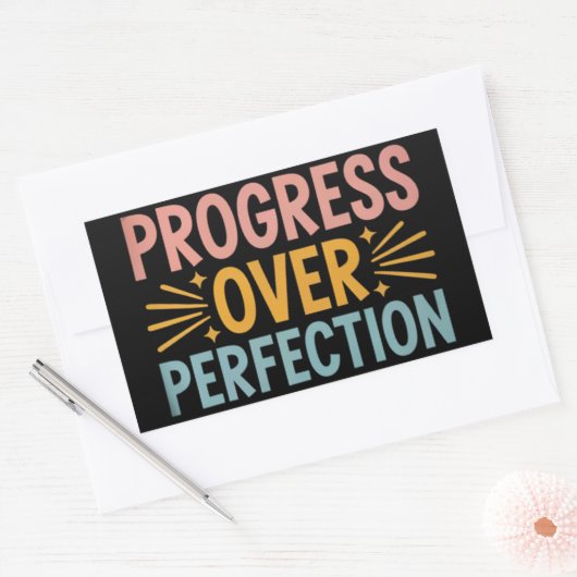 Leraar Vooruitgang Over Perfectie Terug naar Schoo Rechthoekige Sticker (Envelop)