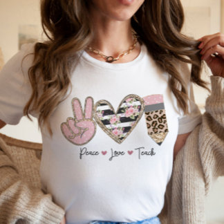 Leraar Vredesliefhebber Teach Floral Modern T-shirt