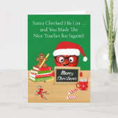 Leraar Vrolijk Kerstfeest Schattigee Apple op Desk Kaart (Voorkant)