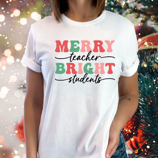 Leraar Vrolijke Studenten Heldere Kerstmis T-shirt