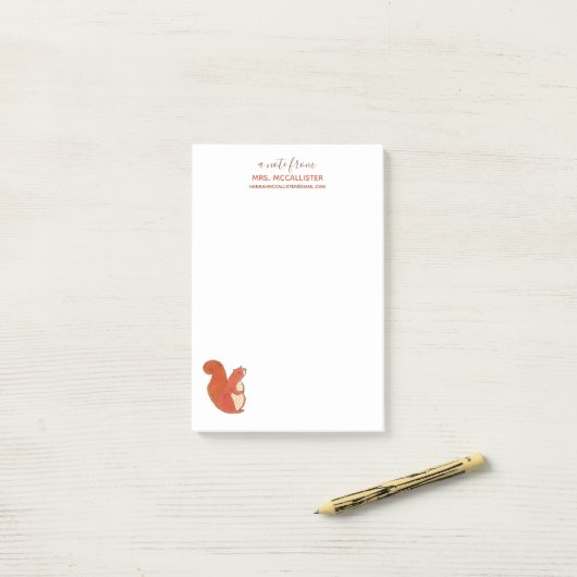 Leraar-waardebepaling Cute Squirrel Herinder Post-it® Notes (Op bureau)