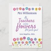 Leraar waardering als leraren bloemen waren bedankkaart (Voorkant)