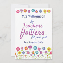 Leraar waardering als leraren bloemen waren bedankkaart