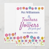 Leraar waardering als leraren bloemen waren bedankkaart (Voorkant / Achterkant)