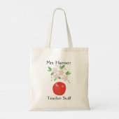 Leraar Waardering Apple Gift Aangepaste Naam Tekst Tote Bag (Achterkant)