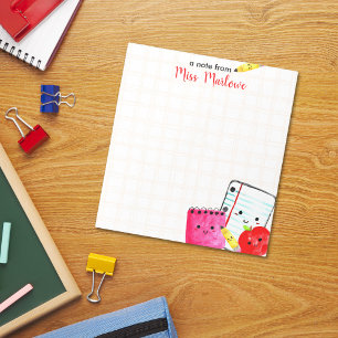 Leraar waardering Apple potlood papier geruit Notitieblok