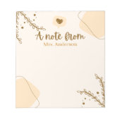 Leraar waardering Boho botanische douane Notitieblok (Voorkant)