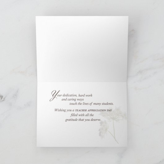 Leraar Waardering Dag Wildbloemen Dank u Bedankkaart (Binnen)