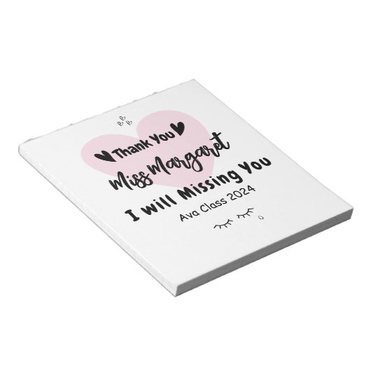 Leraar waardering Dank u School Custom Notitieblok (Schuin)