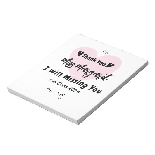 Leraar waardering Dank u School Custom Notitieblok (Linkerzijde)