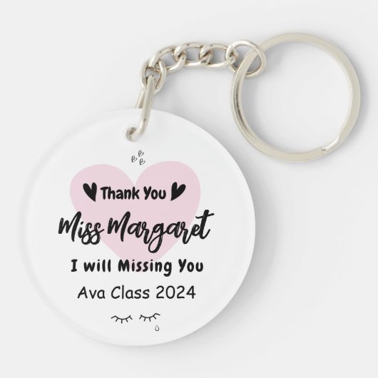 Leraar waardering Dank u School Custom Sleutelhanger (Achterkant)